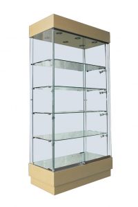 Wooden Display Cabinet with Double Glass Doors